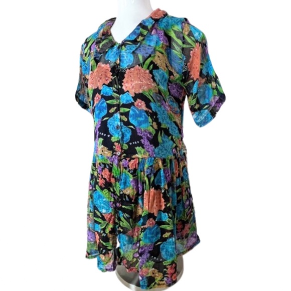 Equation Floral Bright Boho Mini-Dress / Tunic Top - Picture 5 of 12